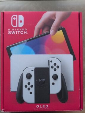 Nintendo Switch OLED Console with White Joy-Con and Black Docking Grip